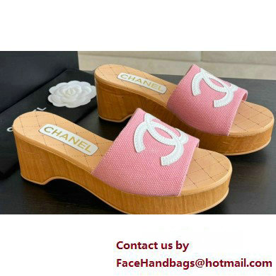 Chanel Fabric & Patent Calfskin Mules G45555 Pink 2024